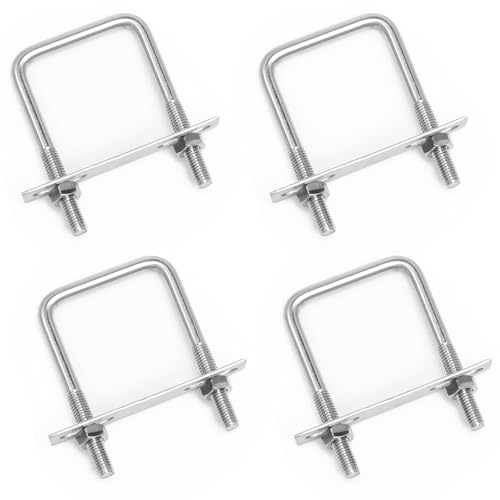 CHUIFAI 10 Stück 80 x 65mm U Schrauben M8 Edelstahl, U Bügel mit Gewinde, M8 Edelstahl U Bolzen Zubehör, Bügelschraube mit Mutternrahmen und Befestigungselementen