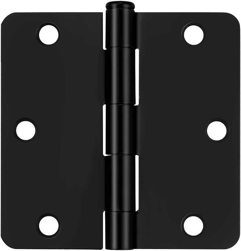 Probrico Interior Black Door Hinges, 3.5 X 3.5 Inch Round Door Hinges with 1/4" Radius Corners, Black Hinges for Doors, 30 Pack
