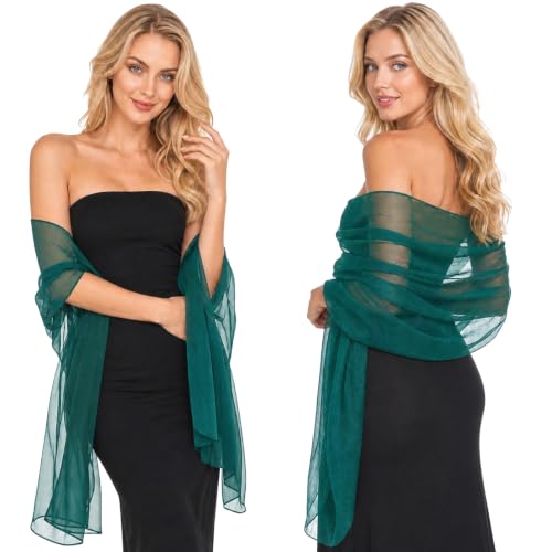 Dark Green Shawls and Wraps for Evening Dress Women Wedding Sheer Scarfs