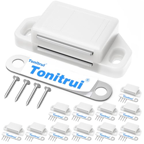 Tonitrui Cabinet Magnetic Catch Door Latch 25LB for Kitchen Drawer Magnets to Stay Closed Magnetic Catch Closet for Drawer（White 12 Pack）