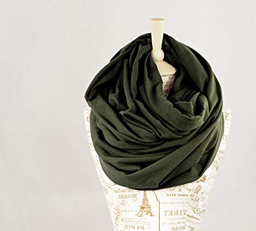 Chunky Oversized Jersey Infinity Scarf (Olive Green)4
