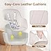 High Chairs for Babies and Toddlers,3 in 1 Convertible Wooden highchair, Baby High Chair with Adjustable Legs,5 Point Harness, Footrest, Dishwasher-Safe Tray & PU Leather Cushion, Beige
