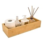 NAUMOO Natural Bamboo Bathroom Tray - Slip-Resistant Wooden Basket for Toilet Tank Top and Counter - Home Decor Wood Box…