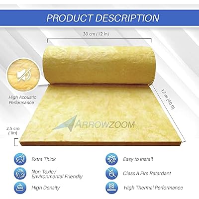 Arrowzoom Mineral Wool Insulation Soundproofing Fireproof Thermal Insulation Isolation Roll 472 X 12 X 1 inches 1157
