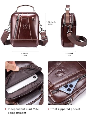 Bolso cruzado para hombre, bandolera funcional de piel auténtica estilo vintage para el día a día 5