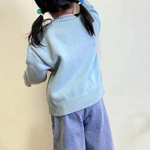 Riclena Girls Cardigan Sweater V-Neck Long Sleeve Cute Front Button Knit Sweetheart Sweaters2