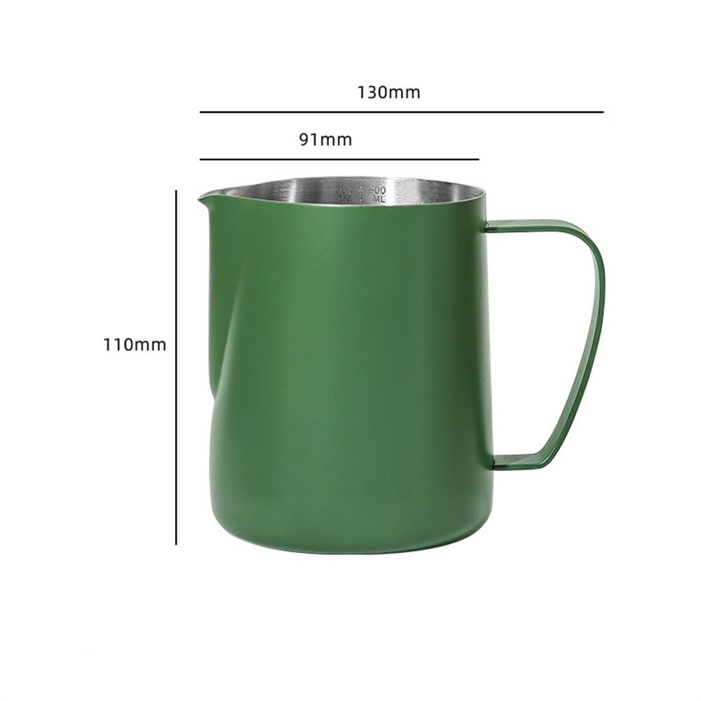 Dzbanek do spieniania mleka ze stali nierdzewnej kubek do spieniania mleka naczynia do kawy (zielony, 600 ml)