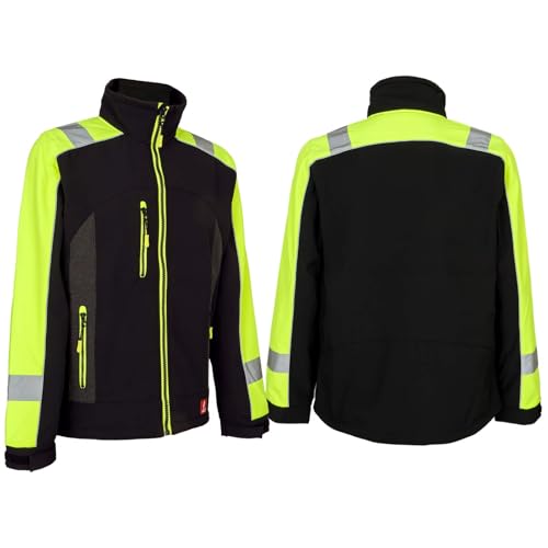 Foto von URG Softshell Arbeitsjacke Wasserdicht Winterjacke Warnjacke Fleecefutter Schwarz Gelb (GL-8364) (XL)