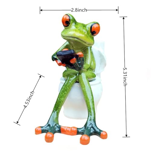 Figura de Rana Divertida Sentada en Inodoro de Resina miniatura 3