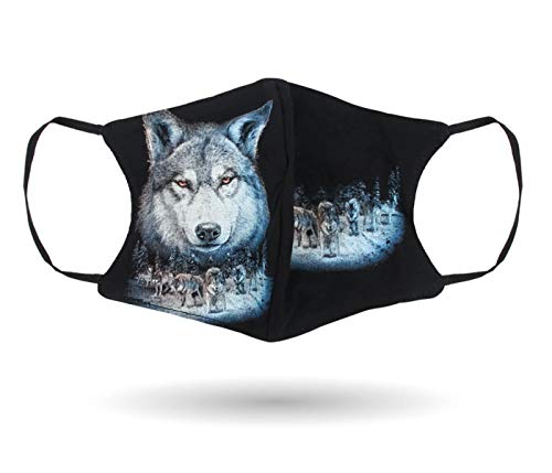 Alsino Masque de tous les jours foulard à dents avec filtre interchangeable et foulard de protection multicouche Glow in The Dark pour homme et femme (Mask-056 canne de loup)