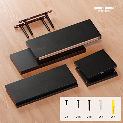 Richer House R-0C270400103 Black Floating Shelves Set Of 3, Modern Bathroom Shelves Wall Mounted Shelves thumb #4