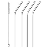 Stainless Steel Straws Set of 4, Alotpower FDA-Approved Metal Straws18/8 Reusable Stainless Steel Drinking Straws for 20 oz Tumblers Rumblers Cold Beverage
