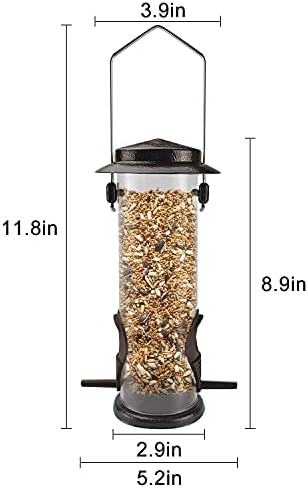 Hanging Bird Feeders Bird Seed Feeder Metal Wild Bird Feeding for Garden 2 Ports Heavy Duty Bird Feeders Weatherproof 2 Packs-Coffee