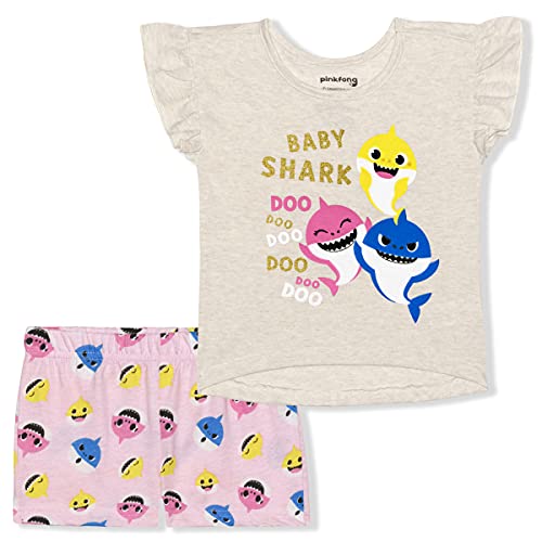 Nickelodeon Baby Shark 2 Pack Shirts and Shorts Set for Girls, Baby and Toddler, Size 24M