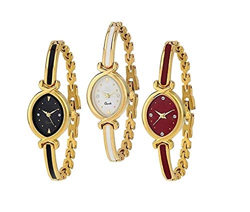 K Vajir Golden Chain Watch (Multicolored Dial, Multicolour with Gold Strep) Bracelet Belt for Girls and Woman (Pack of 3) (B07ZT2QF6Q) Amazon Price History, Amazon Price Tracker