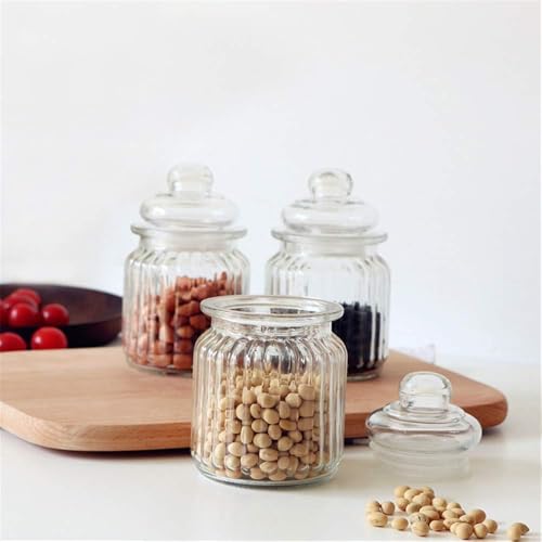 Image of bellemax 500ML Clear Glass Storage Jar With Air Tight Glass Lids- Airtight Food Jars Glass Kitchen Containers For Pantry, Pickle Jar, Sugar Pasta Cereal Flour Sugar Storage Jar (BM-01, Set of 2)