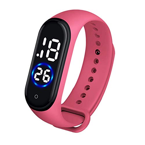 Unisex Silicone LED Digital Creative Touch Screen Sport Watch Jelly Gel Silicon Sports Bracelet (Pink)