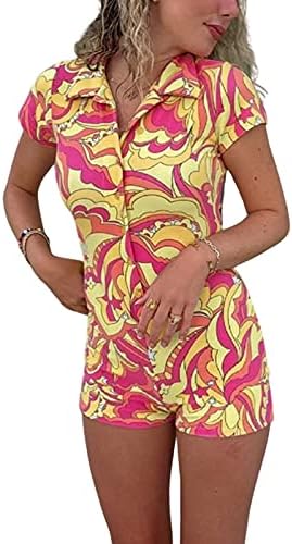 Women Jumpsuit Solid Color Short Sleeve Combi Bodysuits Bodycon Sexy Romper Overalls Shorts Y2K Playsuit