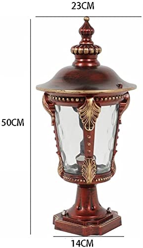 Farol de columna exterior WQHPLMD con vidrio martillado e iluminación tradicional impermeable 5