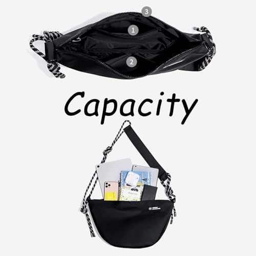 Checkered Crossbody Bag Nylon Checkered Crescent Shoulder Bag Checkerboard Crossbody Bum Purse Casual Hobo Bum Bag with Knot4