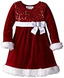 Bonnie Jean Big Girls' Sequin Bodice Santa Dress Fur Trim
