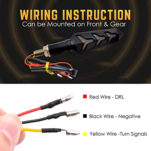 Acelane 4Pcs Motorcycle Indicators Flowing Turn Signal Lights Led Turn Signals 12V 12 Leds For Motorcycle Motorbike Scooter Quad Cruiser Off Road Y Shape #TOP5