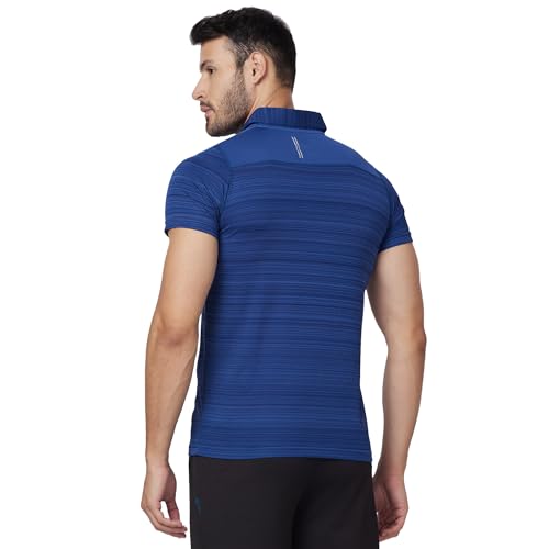 Image of berge' Mens Polyester Dry Fit Collar Wave Stripe Polo Tshirts for Men, Quick Drying & Breathable Fabric, Gym Wear & Workout Tees|Collar Tshirt for Men|Slim Fit Half Sleeve Tshirt|Polo Neck Tshirts