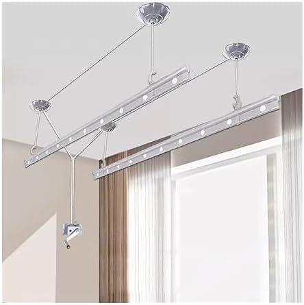 Ceiling Drying Rack Hand Operated Lifting Clothes Hanger Indoor Balcony Automatic Household Manual Top Mounted Clothes Hanger for Balcony, Bathroom to Pursue Happiness,