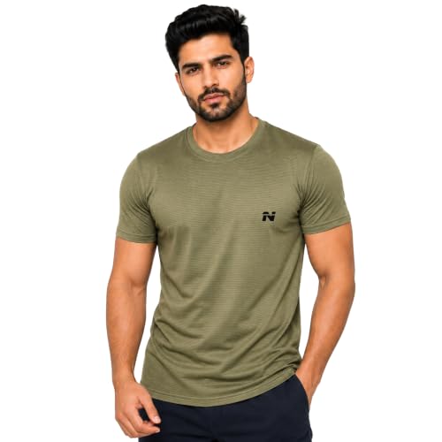 Image of NINQ Half Sleeve Tshirt for Men | Round Neck Regular Tshirt | Breathable Mesh Dotted Stylish T-Shirt | Sports Wear Casual Tee for Gym, Running & Daily Comfort