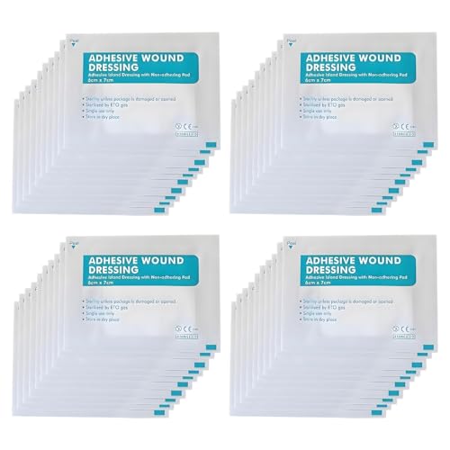 40Pcs Wound Dressings Adhesive 6cm X 7cm, Adhesive Dressings for Wounds First Aid, Dressing for Open Wounds, Breathable Self Dressingset Non-Woven Pads for Home Trips Outdoor Activities