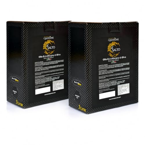 TENUTA GIANNONE Aceite de Oliva Virgen Extra Italiano Il Salto, Coupage Extraído en Frío, Afrutado Medio, Aceite AOVE Premium, Pack de 2 Bag in Box de 3 litros cada una
