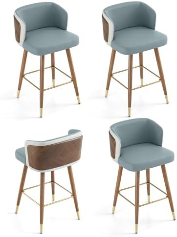 Faux Leather Bar Stools Set of 4 for Counter Height...