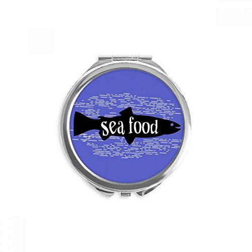 Miroir de poche silhouette poisson noir rond 6,5 cm pour retouches maquillage