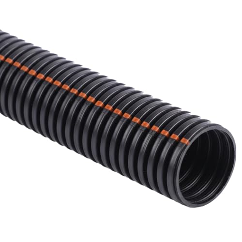 Kable Kontrol UV Resistant Flame Retardant Nylon Split Wire Loom Tubing 1/2” Inch 100 Ft Long – Black with Orange Stripes Sunlight Protected Cable Protection Flexible Conduit for Automotive Use