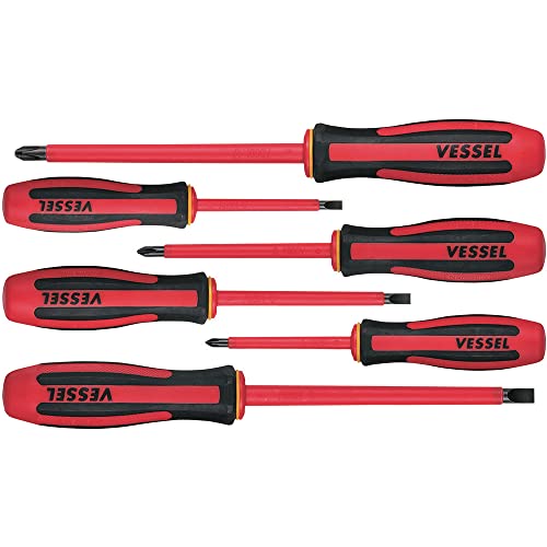 VESSELMEGADORA Insulated Screwdriver (VDE Standard Certified) [9606PS] 6 Pieces Set (Japan Import)