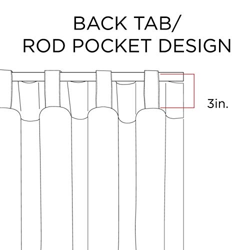 Black Curtains For Living Room , Traditional Back Tab Curtains For Bedroom , Aubrey Jacquard Rod Pocket Window Curtains , 50X84", 2-Panel Pack #TOP6