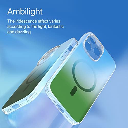 Image of eller sante Zurich MAGPRO Gradient Colored for iPhone 14 Pro Case Cover, Transparent, 6 Feet Drop Protection, Shockproof, Scratch Resistant, Slim, Compatible with MagSafe Back Cover - Green