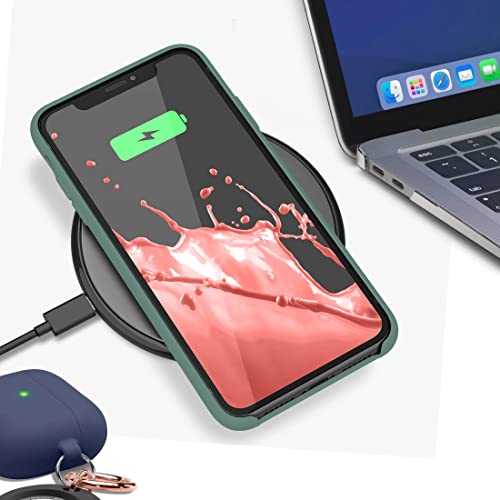 Image of VONZEE Silicone Back Case for iPhone 12 Mini Soft-Touch Phone Back Cover for iPhone 12 Mini with Microfiber Lining & Logo Cut -Midnight Green