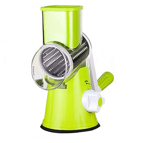 nJiaMe Käsereibe Handbuch Rotary Gemüsehobel Fruit Shredder Trommelreibe mit 3 Edelstahl-Dreh Set Grün Cover