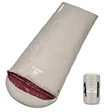 YOGOTO 冬用 寝袋 高級ダウン グラフェン シュラフ コーラルフリース 封筒型 コンパクト 撥水加工 2人用に連結可能 スリーピングバック キャンプ用 車中泊 登山 防災 避難用 圧縮スタッフバッグ付き (カーキ色(右ジッパー), 2.2kg)