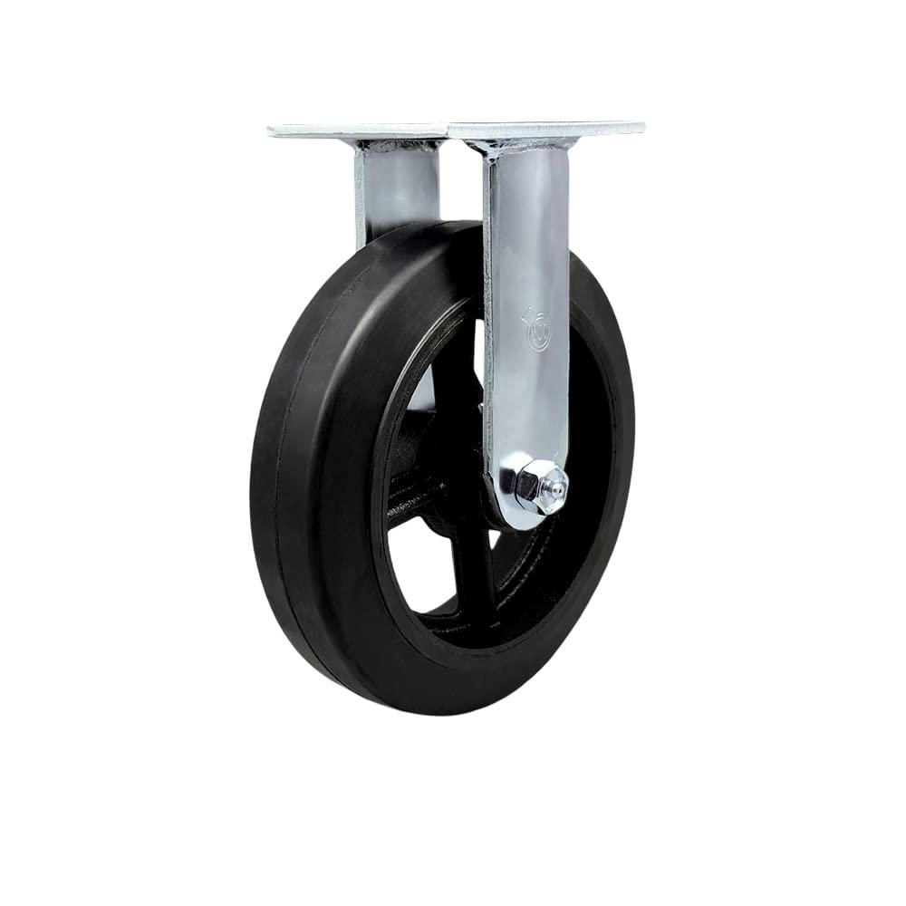 Rubber on Metal Rigid Top Plate Heavy Duty Caster with 8 Inch Wheel – 500 lbs. Capacity/Caster - Service Caster Brand