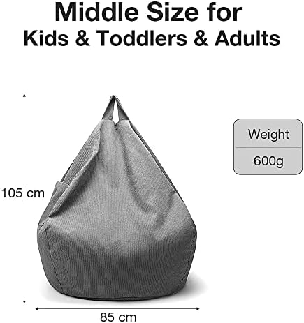 Lekesky NO Filler beanbag,Soft Toy Storage Bean Bag Chair Cover Kids Adults,Stuffed Animal Storage Bean Bag,Lazy Sofa Beanbag Stuffed Animal (85X105cm,Grey)