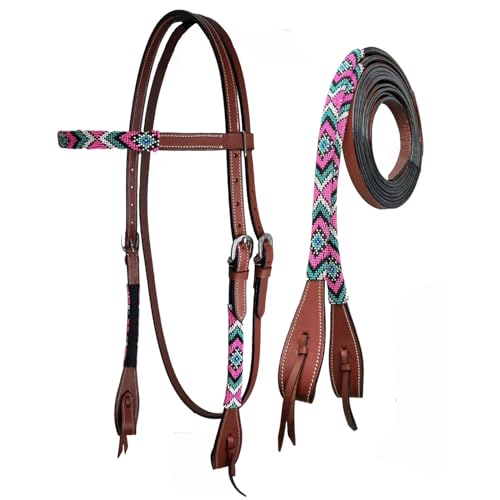 Tahoe Tack Pink Navajo Beaded Headstall