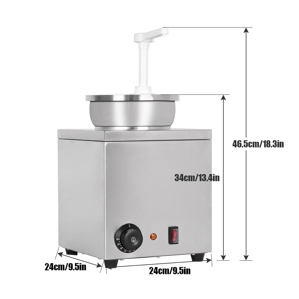 Calentador de Caramelo Caliente Comercial,dispensador de Salsa de Queso Nacho de 3.5 L,Calentador de Queso de Acero Inoxidable para restaurantes,Estaciones de Aperitivos, Tienda de Cupcakes