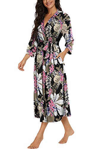 Image of VINTATRE Women Robes Long Knit Bathrobe Lightweight Soft Bath Robe with Pockets