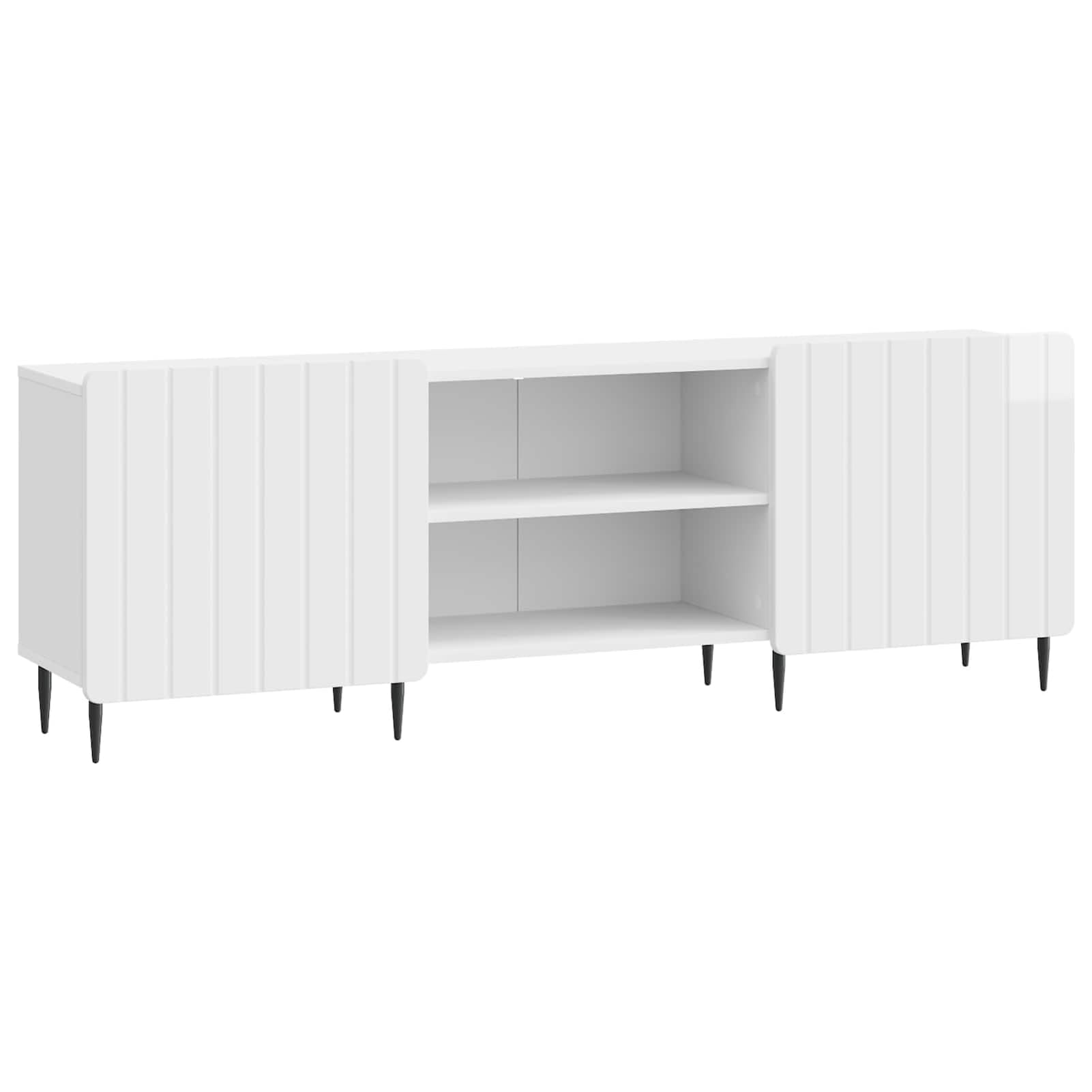 Meuble TV moderne blanc brillant en bois d'ingénierie chic