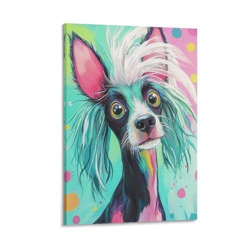 Peintures sur toile Chien chinois à crête décoration murale chambre