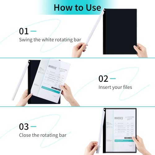 Report Covers with Swing Clip, Pack of 5, Clear Front Report Cover | Presentation Folders | Resume Folder, 30-Sheet Capacity, No Punch Needed (Black)
