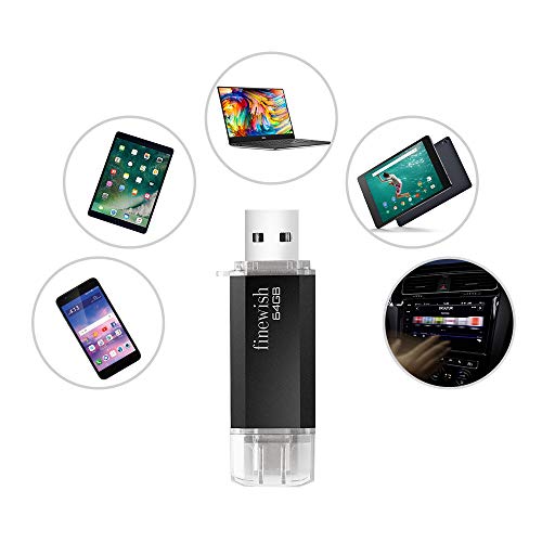 Tipo C Memoria USB 64gb, Pendrive USB C 64 GB 2 en 1 Tipo C Y USB 2.0 Memoria Flash 64gb para Smartphones Android, Windows, Android, Pc, Tabletas, Almacenamiento DE Datos Externo Etc (Negro) - imagen 5