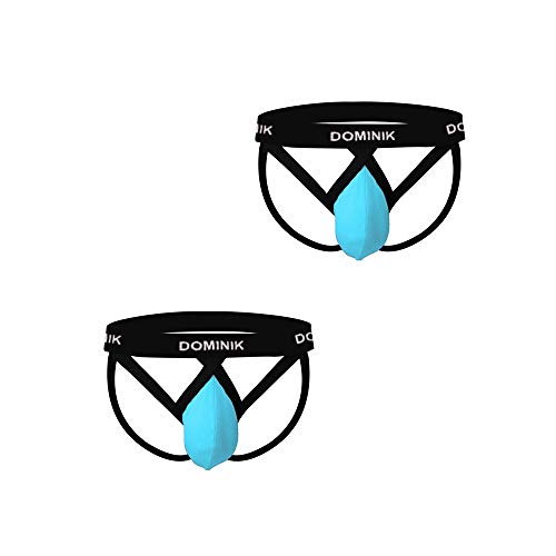 Two Pais of Mens Jockstrap Thongs Underwear (M, Turquoise Blue)